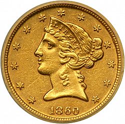 5 dollar 1860 Large Obverse coin