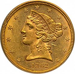 5 dollar 1862 Large Obverse coin