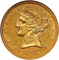 5 dollar 1866 Large Obverse coin