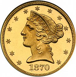 5 dollar 1870 Large Obverse coin