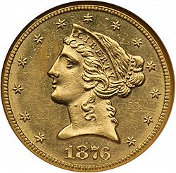 5 dollar 1876 Large Obverse coin