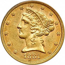 5 dollar 1881 Large Obverse coin