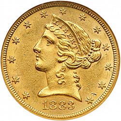 5 dollar 1883 Large Obverse coin