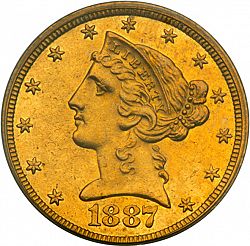 5 dollar 1887 Large Obverse coin