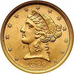 5 dollar 1899 Large Obverse coin