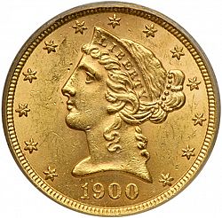5 dollar 1900 Large Obverse coin