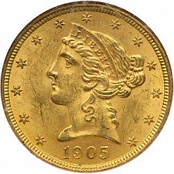 5 dollar 1905 Large Obverse coin