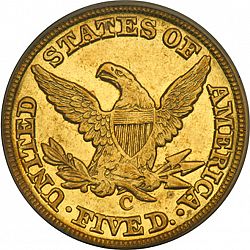 5 dollar 1848 Large Reverse coin