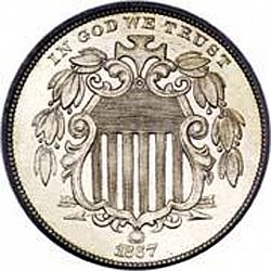 nickel 1867 Large Obverse coin