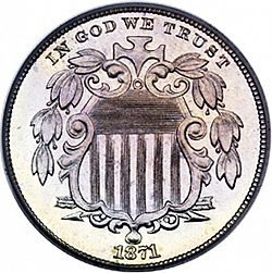 nickel 1871 Large Obverse coin