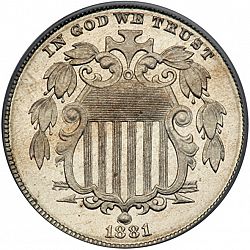 nickel 1881 Large Obverse coin