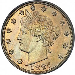 nickel 1887 Large Obverse coin
