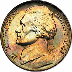 nickel 1942 Large Obverse coin