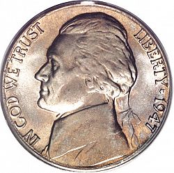 nickel 1947 Large Obverse coin