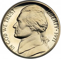 nickel 1971 Large Obverse coin