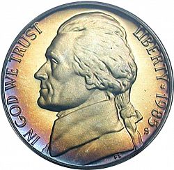 nickel 1985 Large Obverse coin