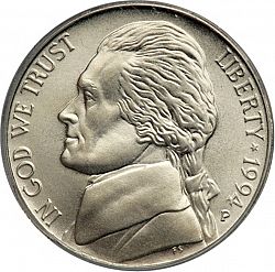 nickel 1994 Large Obverse coin