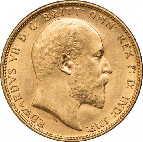 Sovereign Obverse Image minted in UNITED KINGDOM in 1908S (1902-10 - Edward VII)  - The Coin Database
