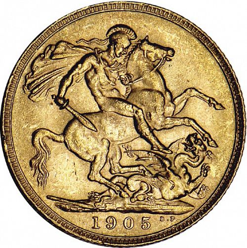 Sovereign Reverse Image minted in UNITED KINGDOM in 1905 (1902-10 - Edward VII)  - The Coin Database