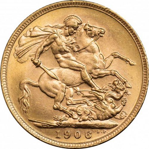 Sovereign Reverse Image minted in UNITED KINGDOM in 1906P (1902-10 - Edward VII)  - The Coin Database
