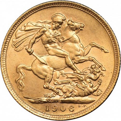 Sovereign Reverse Image minted in UNITED KINGDOM in 1906S (1902-10 - Edward VII)  - The Coin Database