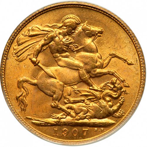 Sovereign Reverse Image minted in UNITED KINGDOM in 1907 (1902-10 - Edward VII)  - The Coin Database