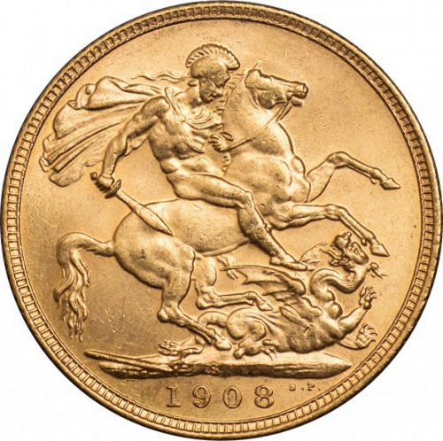 Sovereign Reverse Image minted in UNITED KINGDOM in 1908S (1902-10 - Edward VII)  - The Coin Database