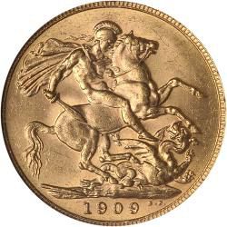 Sovereign Reverse Image minted in UNITED KINGDOM in 1909 (1902-10 - Edward VII)  - The Coin Database