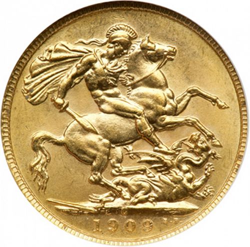 Sovereign Reverse Image minted in UNITED KINGDOM in 1909C (1902-10 - Edward VII)  - The Coin Database