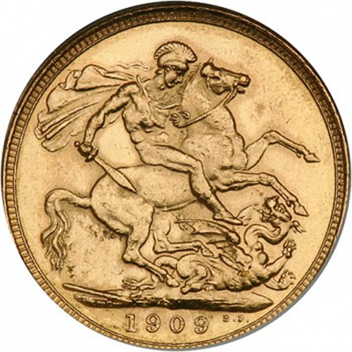 Sovereign Reverse Image minted in UNITED KINGDOM in 1909S (1902-10 - Edward VII)  - The Coin Database