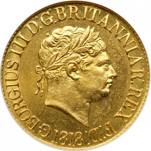 Sovereign Obverse Image minted in UNITED KINGDOM in 1818 (1760-20 - George III - New coinage)  - The Coin Database