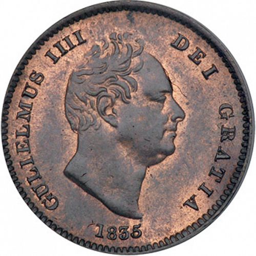 Third Farthing Obverse Image minted in UNITED KINGDOM in 1835 (1830-37 - William IV)  - The Coin Database