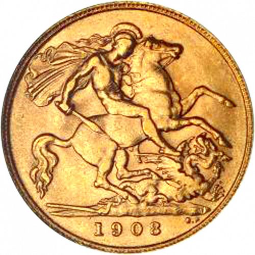 Half Sovereign Reverse Image minted in UNITED KINGDOM in 1908 (1902-10 - Edward VII)  - The Coin Database