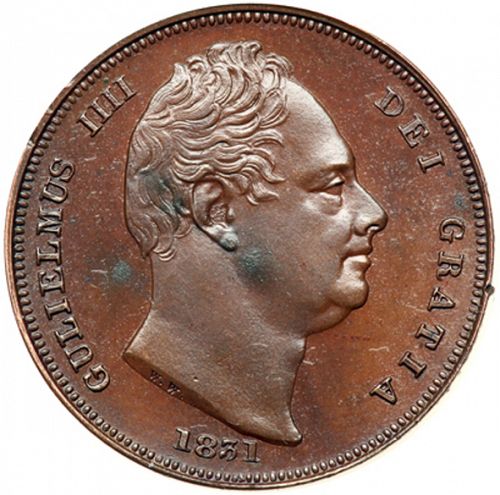 Farthing Obverse Image minted in UNITED KINGDOM in 1831 (1830-37 - William IV)  - The Coin Database