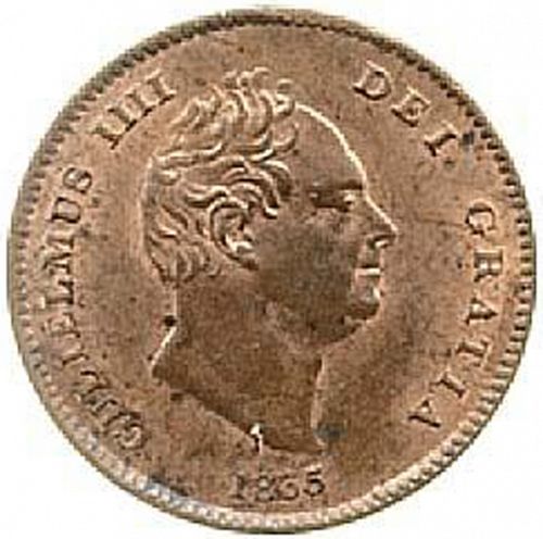 Farthing Obverse Image minted in UNITED KINGDOM in 1835 (1830-37 - William IV)  - The Coin Database