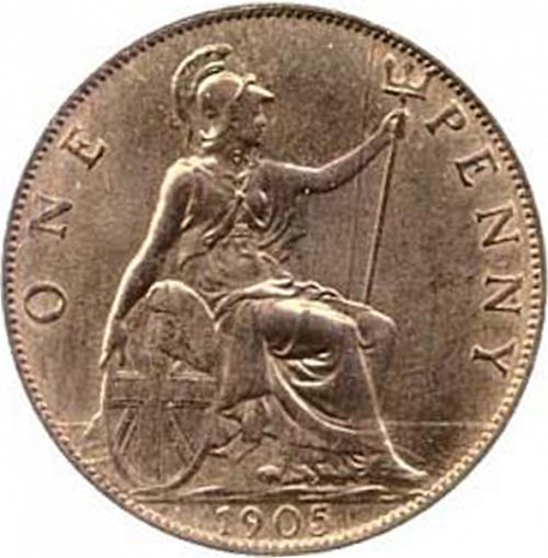 Penny Reverse Image minted in UNITED KINGDOM in 1905 (1902-10 - Edward VII)  - The Coin Database