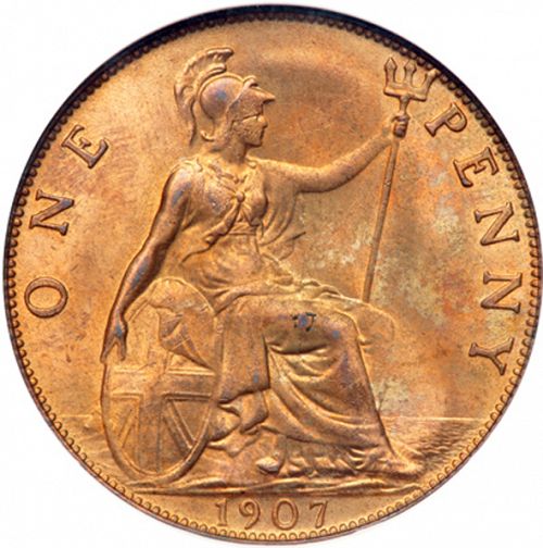 Penny Reverse Image minted in UNITED KINGDOM in 1907 (1902-10 - Edward VII)  - The Coin Database