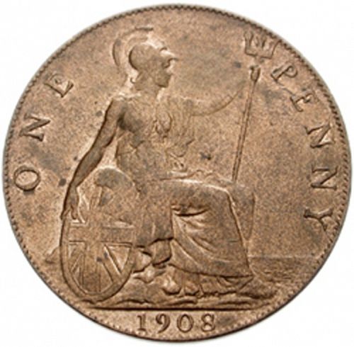 Penny Reverse Image minted in UNITED KINGDOM in 1908 (1902-10 - Edward VII)  - The Coin Database