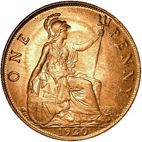 Penny Reverse Image minted in UNITED KINGDOM in 1920 (1910-36  -  George V)  - The Coin Database