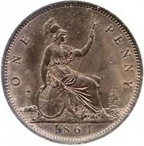 Penny Reverse Image minted in UNITED KINGDOM in 1861 (1837-01  -  Victoria)  - The Coin Database