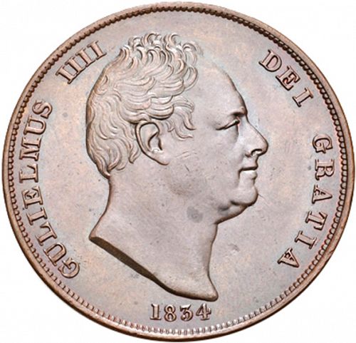 Penny Obverse Image minted in UNITED KINGDOM in 1834 (1830-37 - William IV)  - The Coin Database