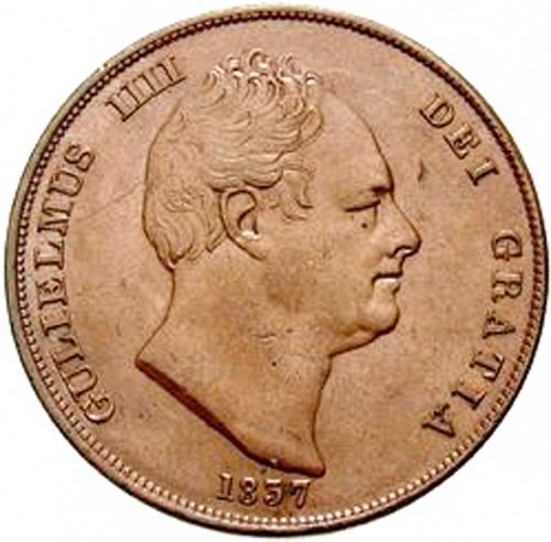 Penny Obverse Image minted in UNITED KINGDOM in 1837 (1830-37 - William IV)  - The Coin Database