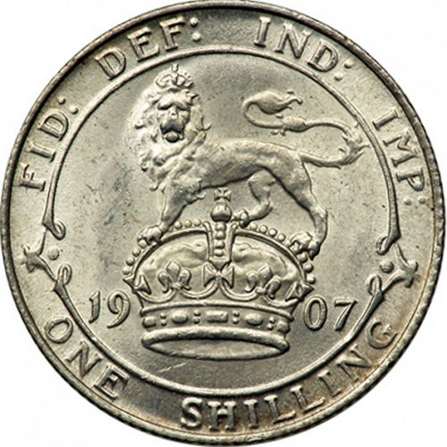 Shilling Reverse Image minted in UNITED KINGDOM in 1907 (1902-10 - Edward VII)  - The Coin Database