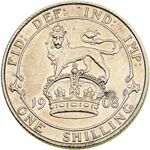 Shilling Reverse Image minted in UNITED KINGDOM in 1908 (1902-10 - Edward VII)  - The Coin Database