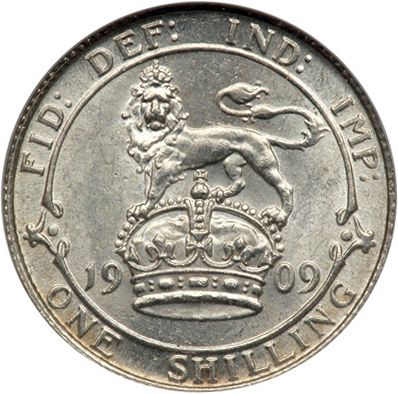 Shilling Reverse Image minted in UNITED KINGDOM in 1909 (1902-10 - Edward VII)  - The Coin Database