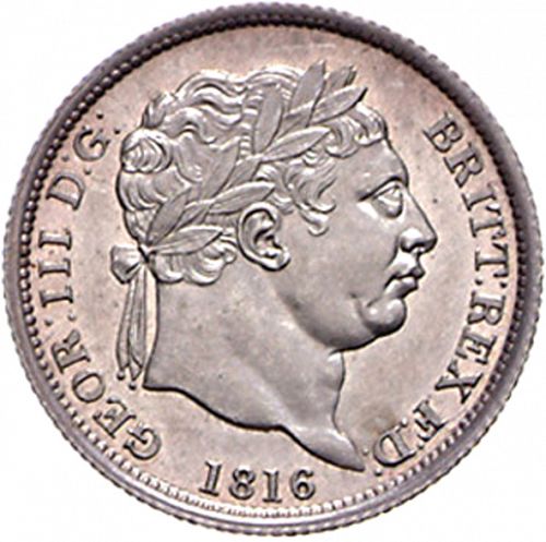Shilling Obverse Image minted in UNITED KINGDOM in 1816 (1760-20 - George III - New coinage)  - The Coin Database