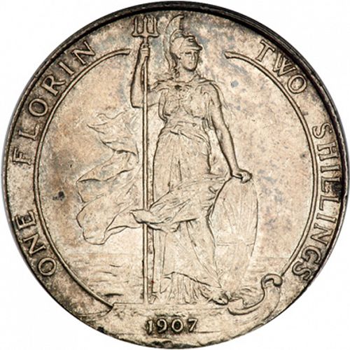 Florin Reverse Image minted in UNITED KINGDOM in 1907 (1902-10 - Edward VII)  - The Coin Database