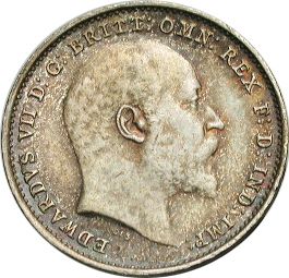 Threepence Obverse Image minted in UNITED KINGDOM in 1902 (1902-10 - Edward VII)  - The Coin Database