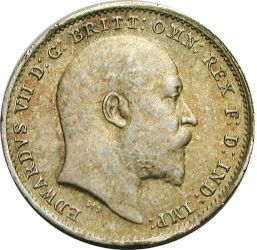Threepence Obverse Image minted in UNITED KINGDOM in 1909 (1902-10 - Edward VII)  - The Coin Database