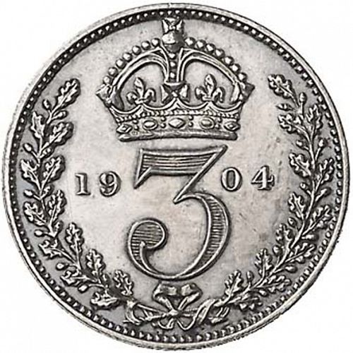 Threepence Reverse Image minted in UNITED KINGDOM in 1904 (1902-10 - Edward VII)  - The Coin Database